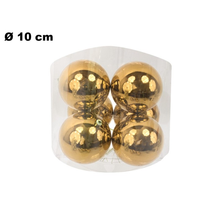 6 PALLINE NATALIZIE DORATE 10 CM