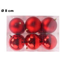 12 PALLINE NATALIZIE ROSSE 8 CM