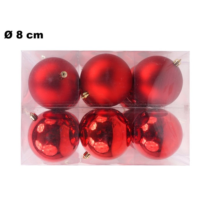 12 PALLINE NATALIZIE ROSSE 8 CM