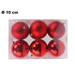 6 PALLINE NATALIZIE ROSSE 10 CM