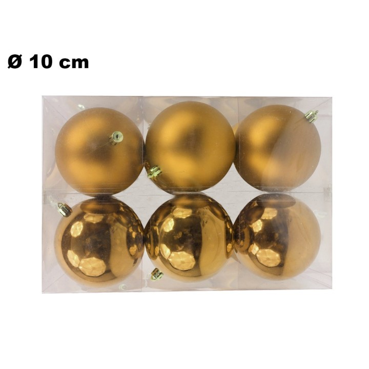 6 PALLINE NATALIZIE DORATE 10 CM