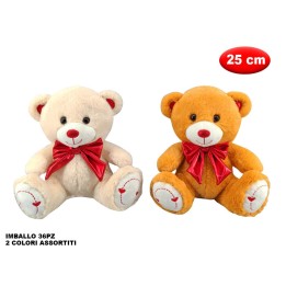 PELUCHE ORSETTO CON FIOCCO MORBIDì 25CM