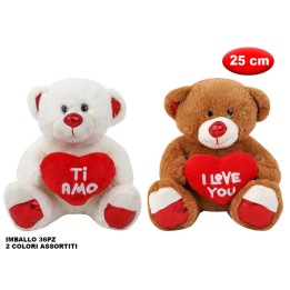 PELUCHE ORSETTO CON CUORE MORBIDì 25CM