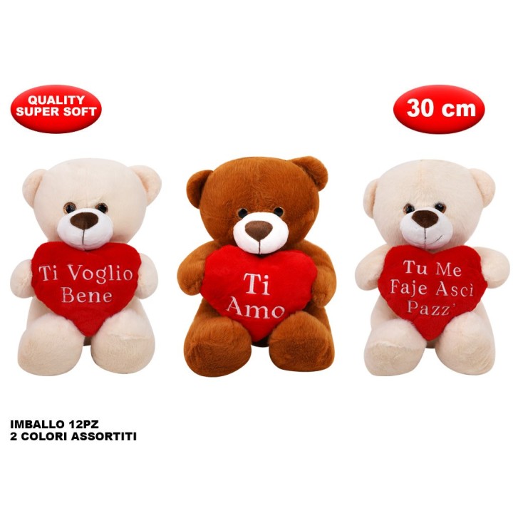PELUCHE ORSO CON CUORE MORBIDì 30CM