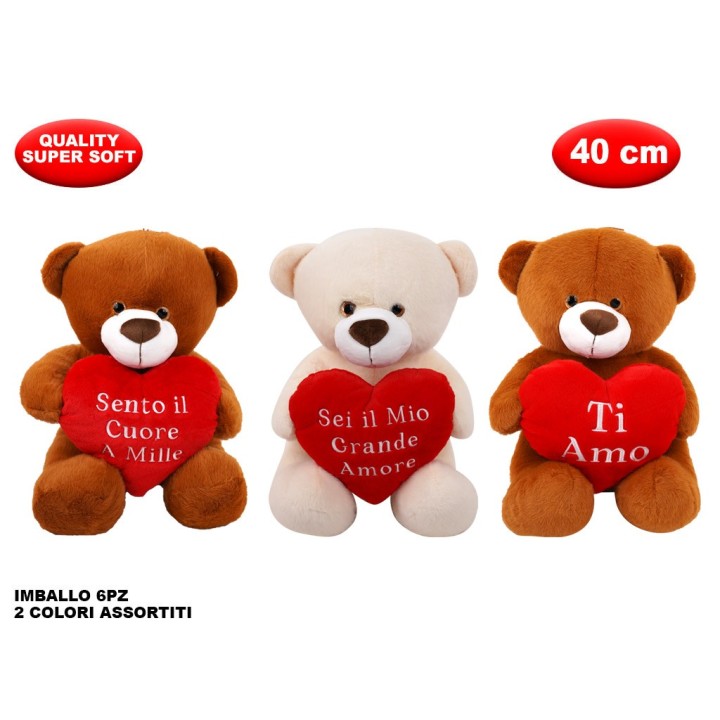 PELUCHE ORSO CON CUORE MORBIDì 40CM