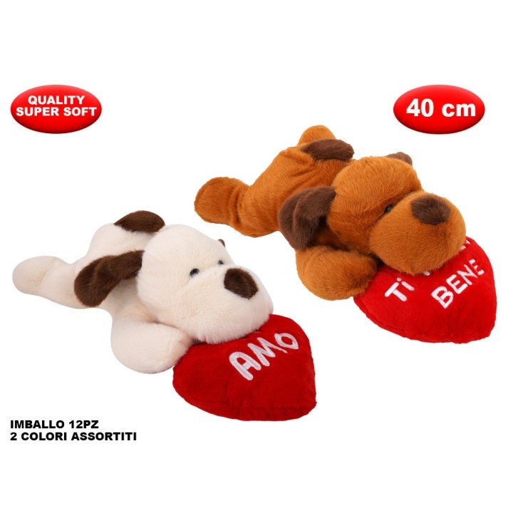 PELUCHE CANE CON CUORE MORBIDì 40CM