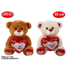 PELUCHE ORSO CON CUORE MORBIDì 25CM