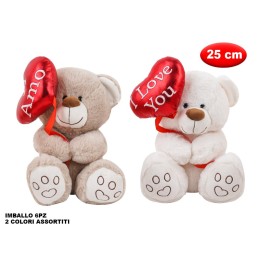 PELUCHE CON PALLONCINO CUORE 25CM
