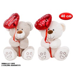 PELUCHE CON PALLONCINO CUORE 40CM