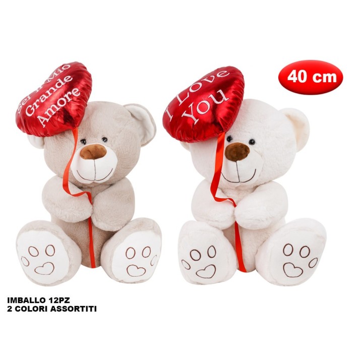 PELUCHE CON PALLONCINO CUORE 40CM