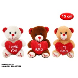 PELUCHE ORSO CON CUORE MORBIDì 15CM