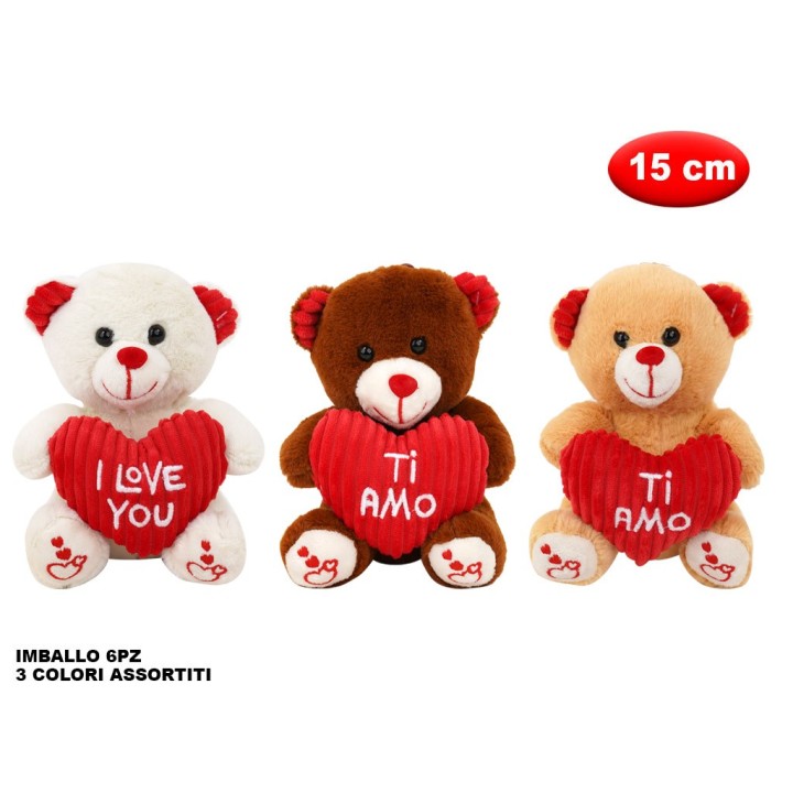 PELUCHE ORSO CON CUORE MORBIDì 15CM