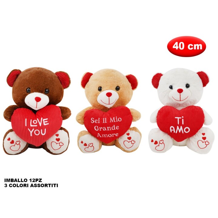 PELUCHE ORSO CON CUORE MORBIDì 40CM