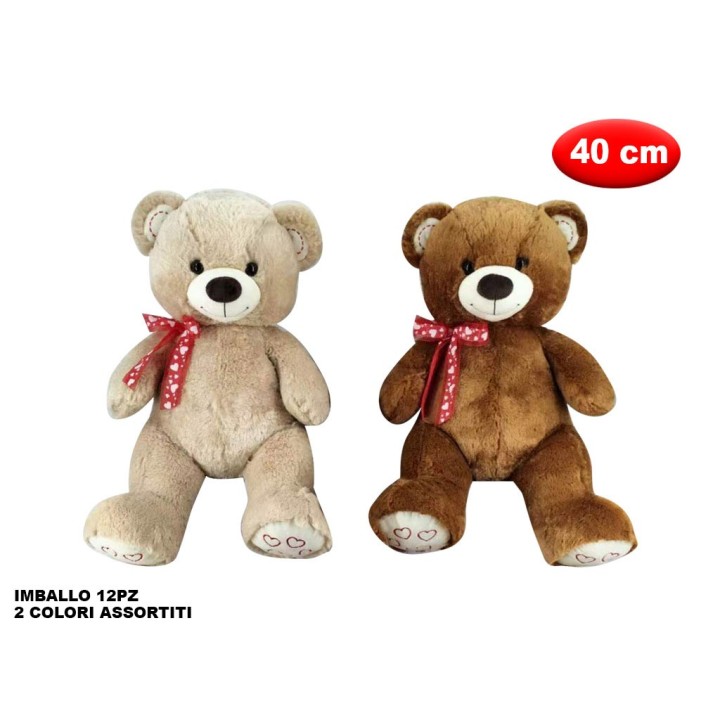 PELUCHE ORSO CON FIOCCO MORBIDì 40CM