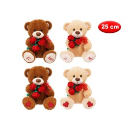 PELUCHE MORBIDì ORSO CON FIORI CM 25