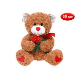 PELUCHE MORBIDì ORSO CON ROSA CM 35