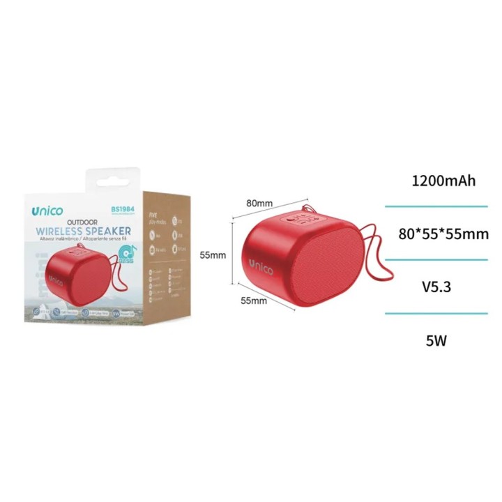 ALTOPARLANTE BLUETOOTH 5W BS1984 ROSSO