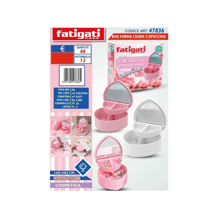 BOX FORMA CUORE C/SPECCHIO