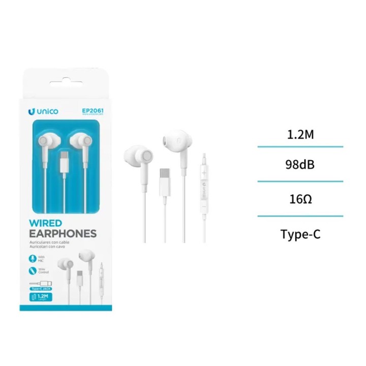AURICOLARI CABLATI TYPE C BIANCO EP2061
